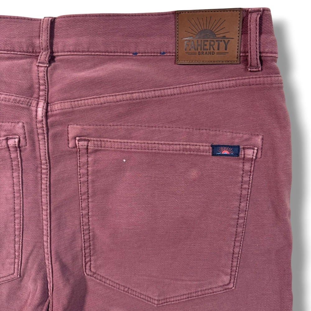 Faherty Brand Slim Straight Stretch Twill Pants 34 Mens Burgundy Plum